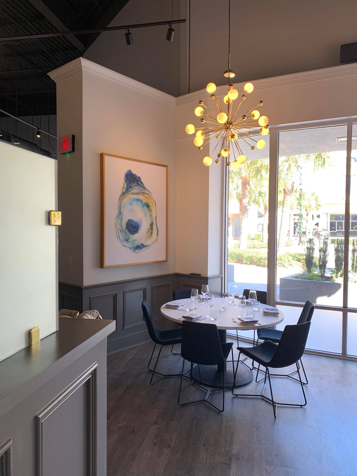 Blue Raju oyster print at SAVI Cucina + Wine Bar