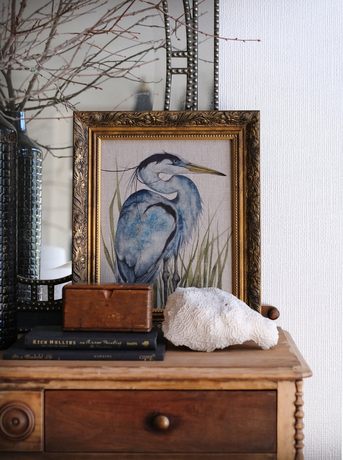 Summer Renaissance - Great Blue Heron Linen Canvas Print