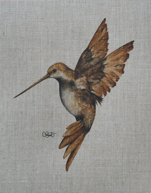 Delicate Amber - Hummingbird Linen Canvas Print