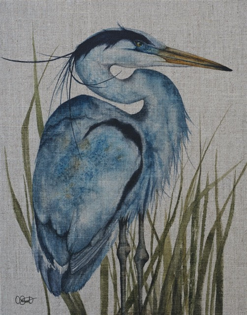 Summer Renaissance - Great Blue Heron Linen Canvas Print
