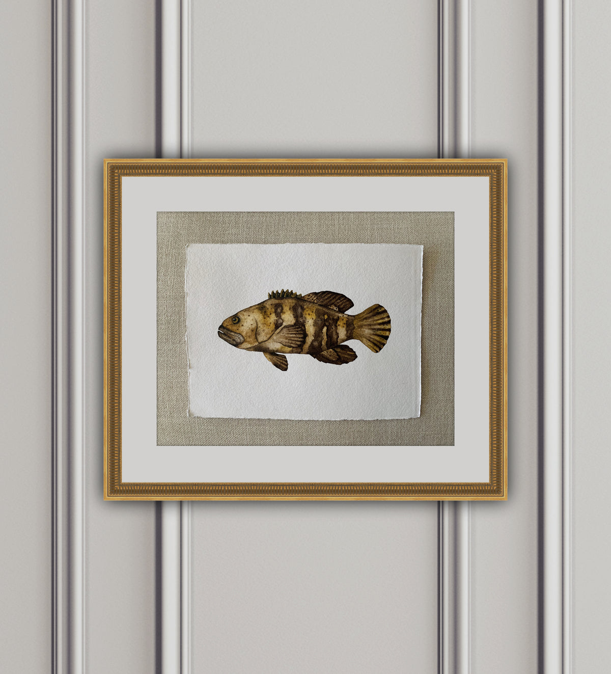 His Groupie - Grouper Original Watercolor, 9x12