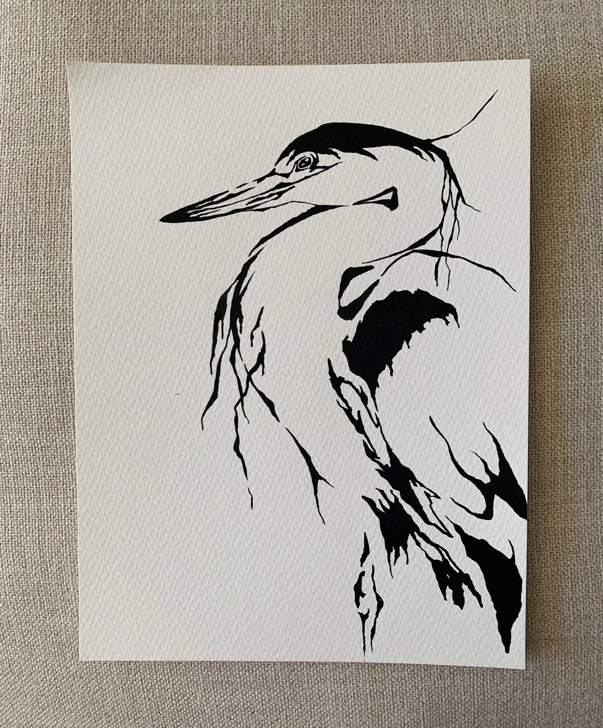 Stark Wonder - Heron Original Watercolor, 9x12