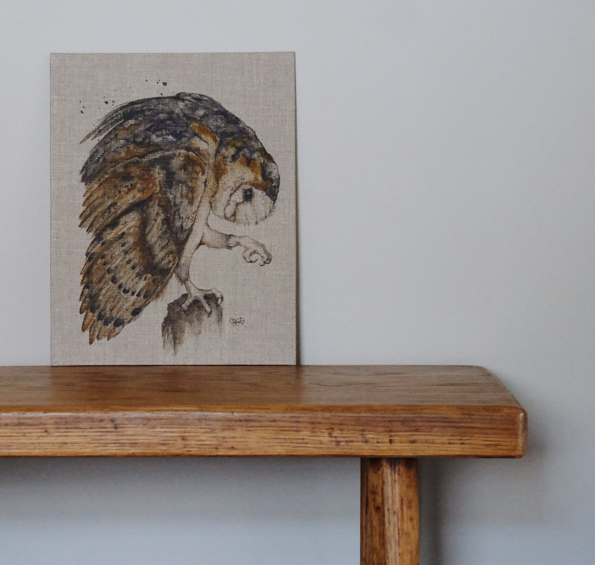Self Care - Barn Owl Linen Canvas Print
