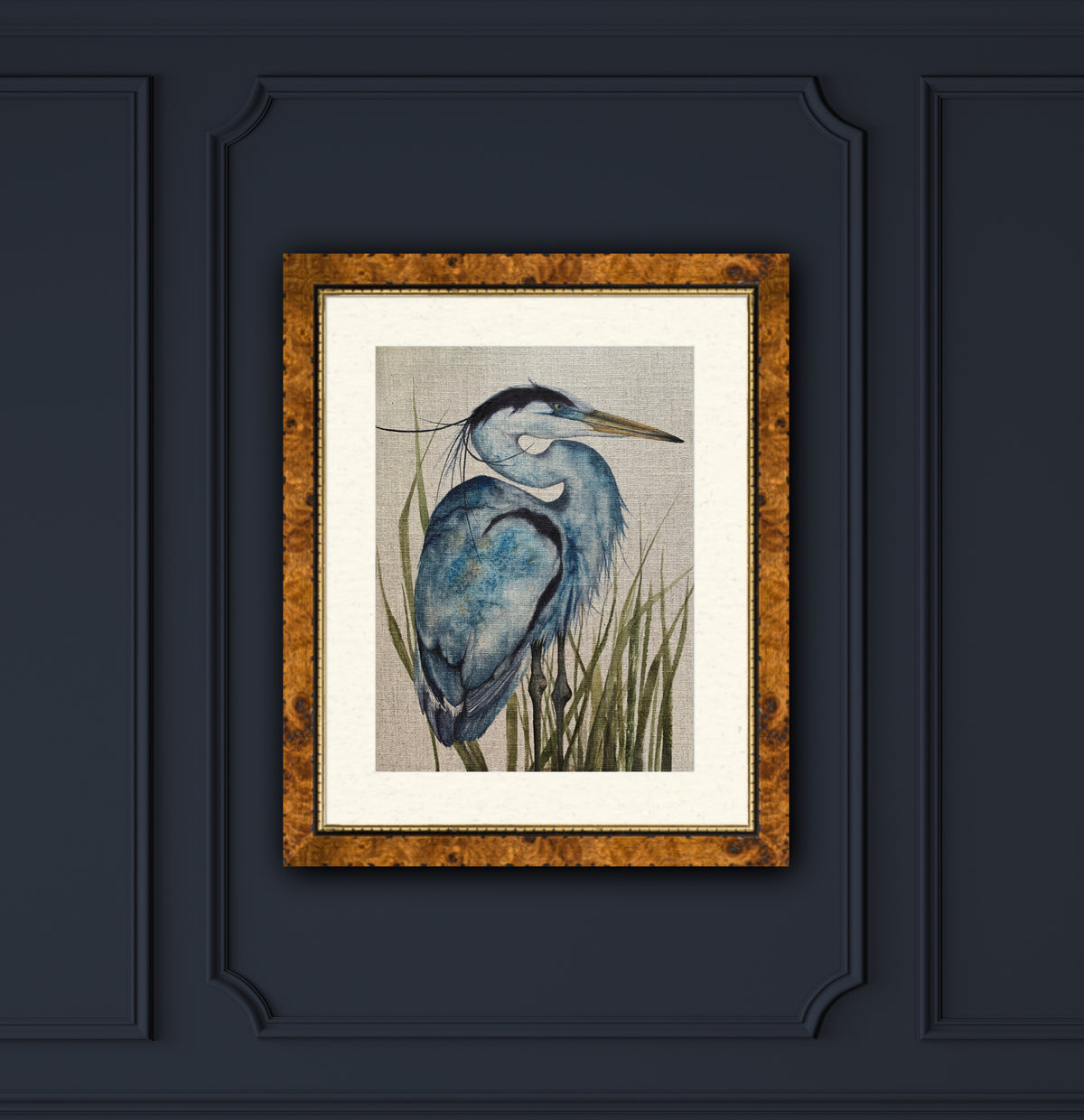 Summer Renaissance - Great Blue Heron Linen Canvas Print