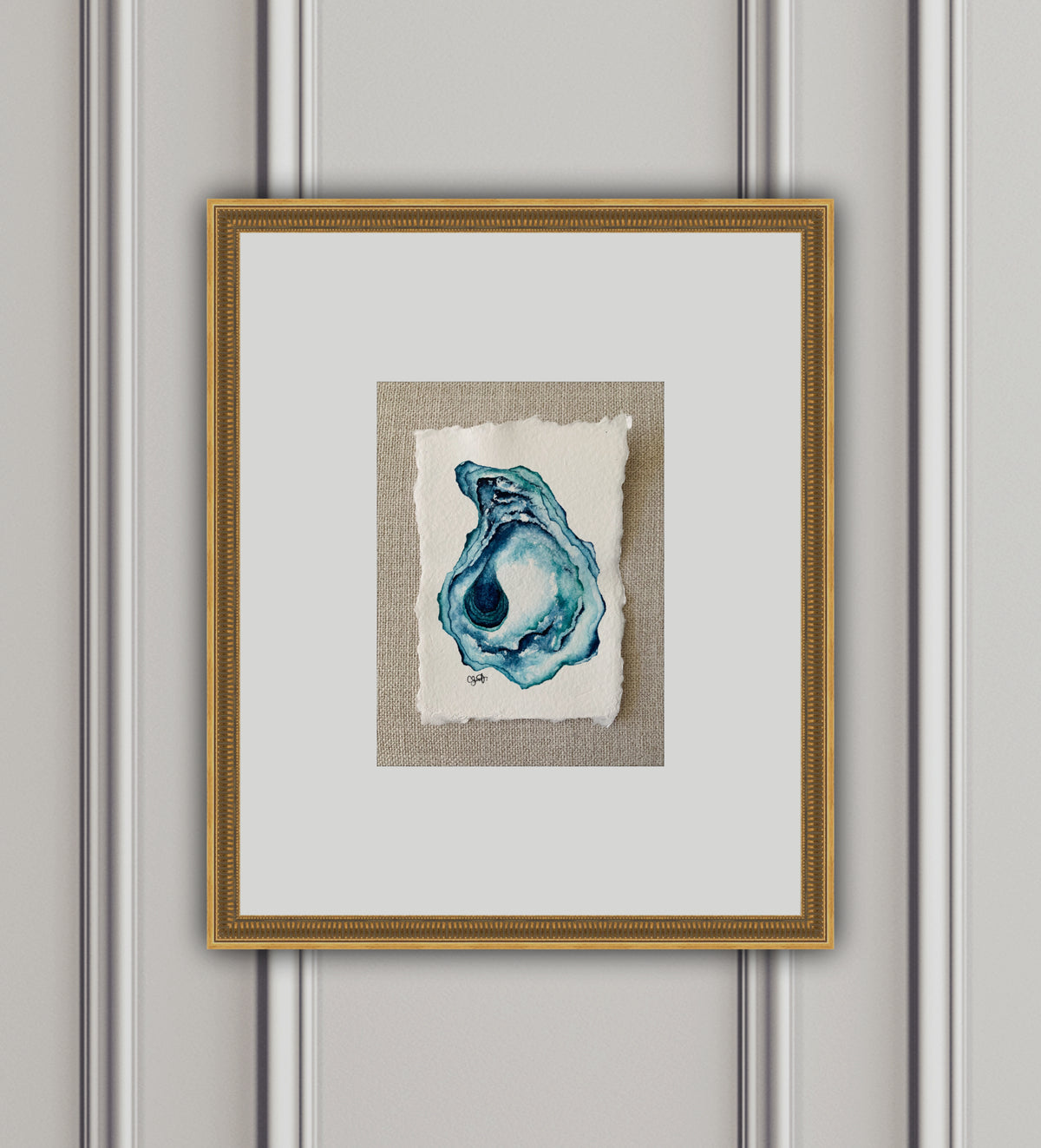 Aqua Waters - Oyster Original Watercolor, 5x7