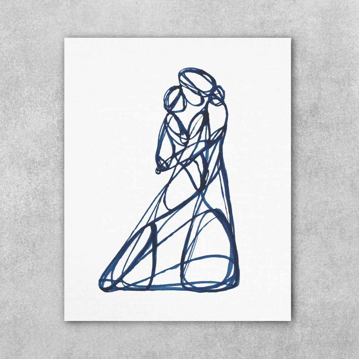 Blue Heaven - Mother & Child, Line Series Fine Art Print