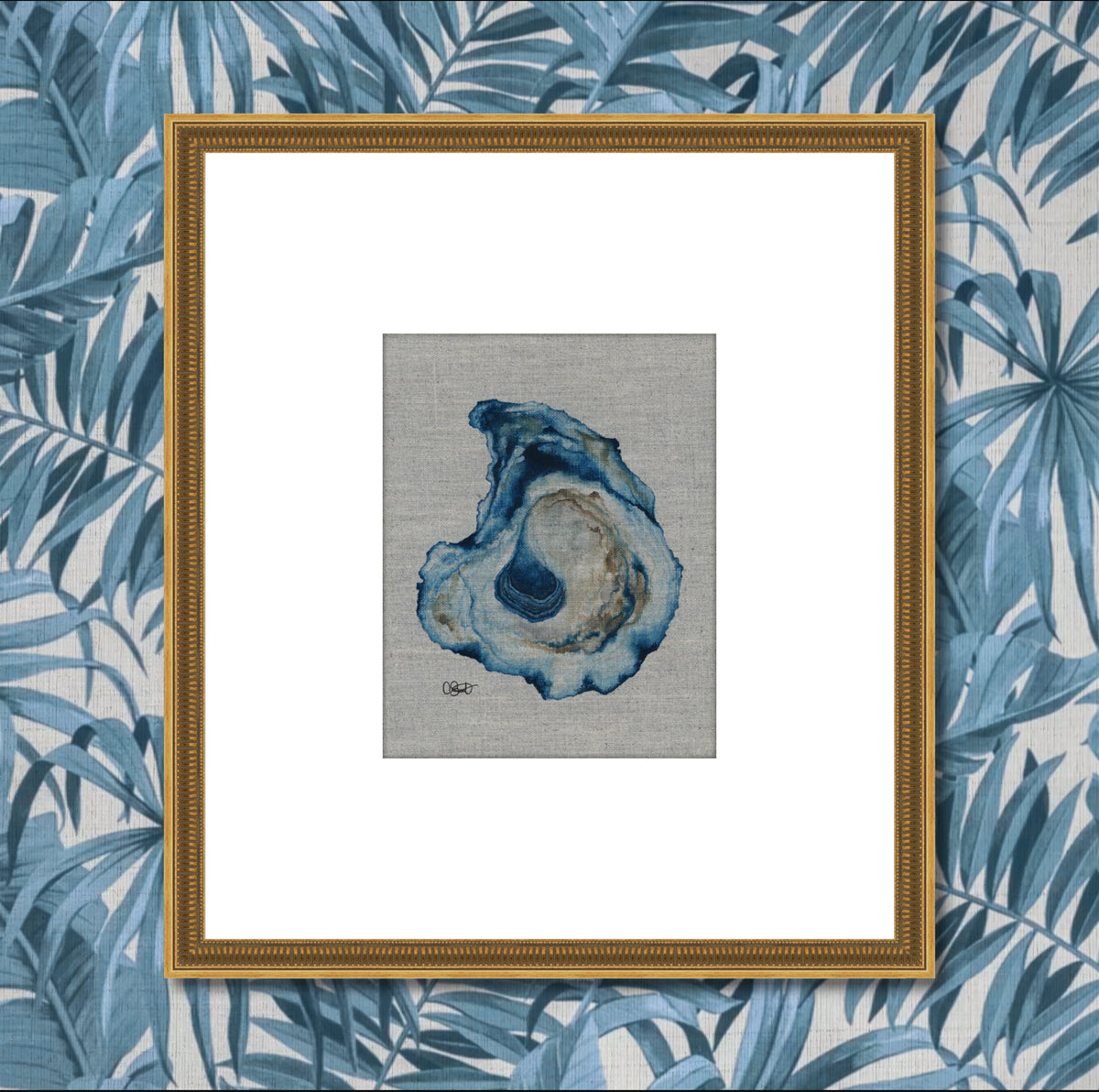 Blue Ocean - Oyster Linen Canvas Print