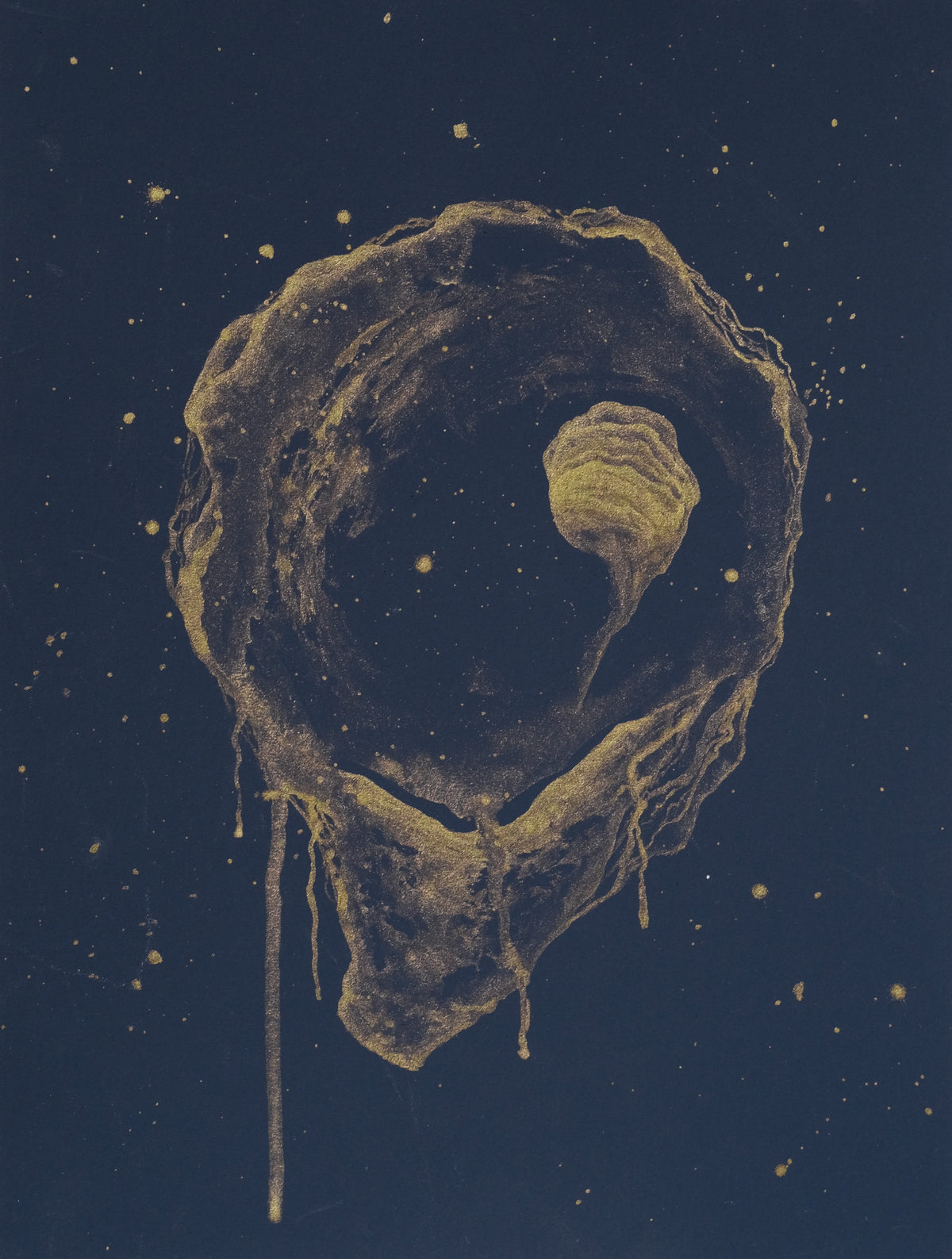 Dripping Salt - Oyster Original Metallic Watercolor, 9x12