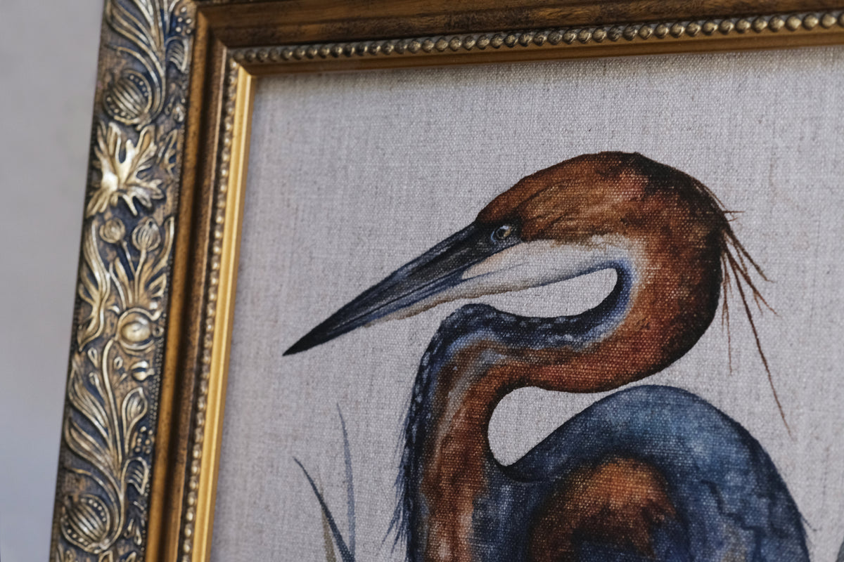 Autumn Renaissance - Heron Original Watercolor on Linen Panel, 11x14
