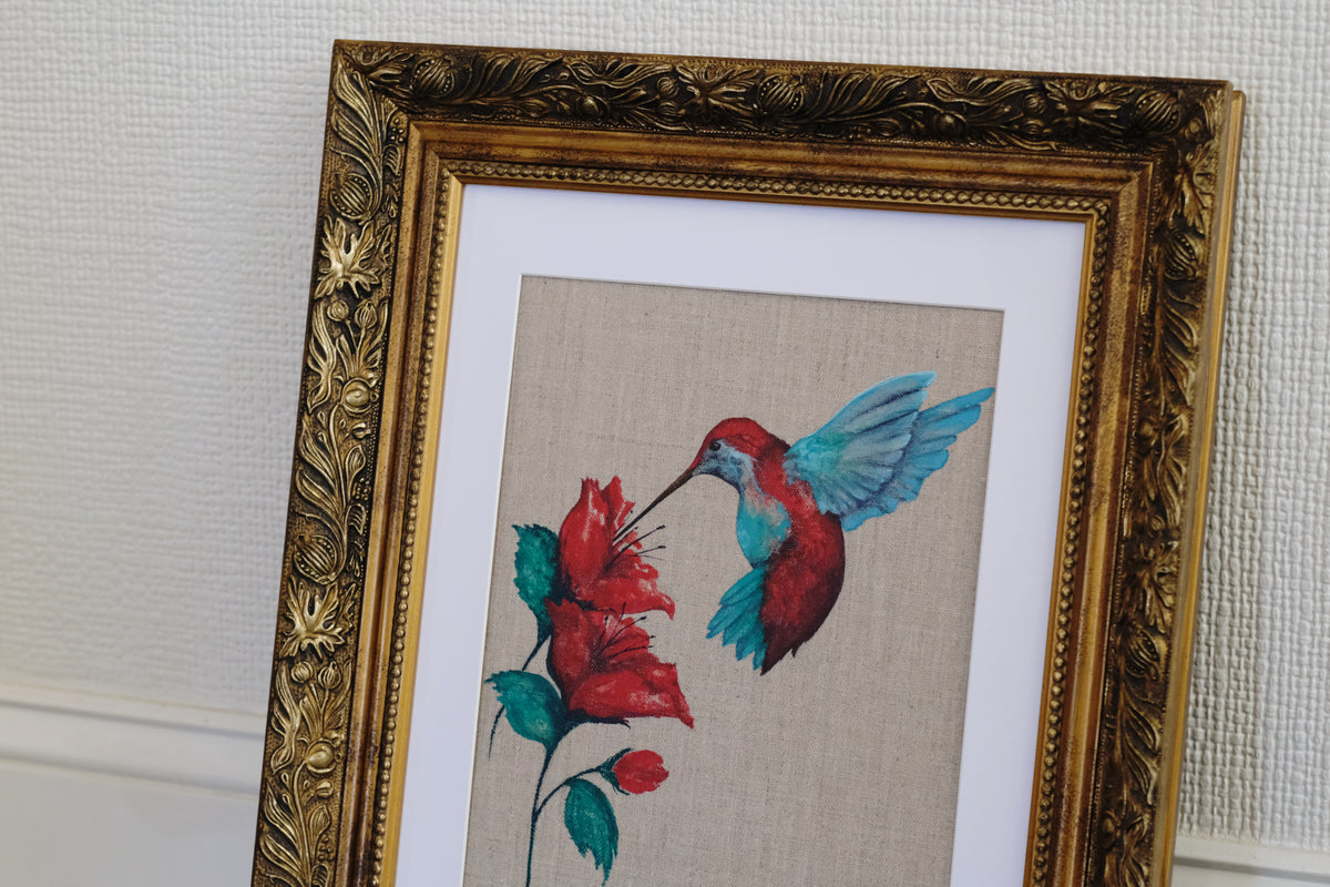 Joyful Eve - Hummingbird Original Watercolor on Linen Panel, 9x12