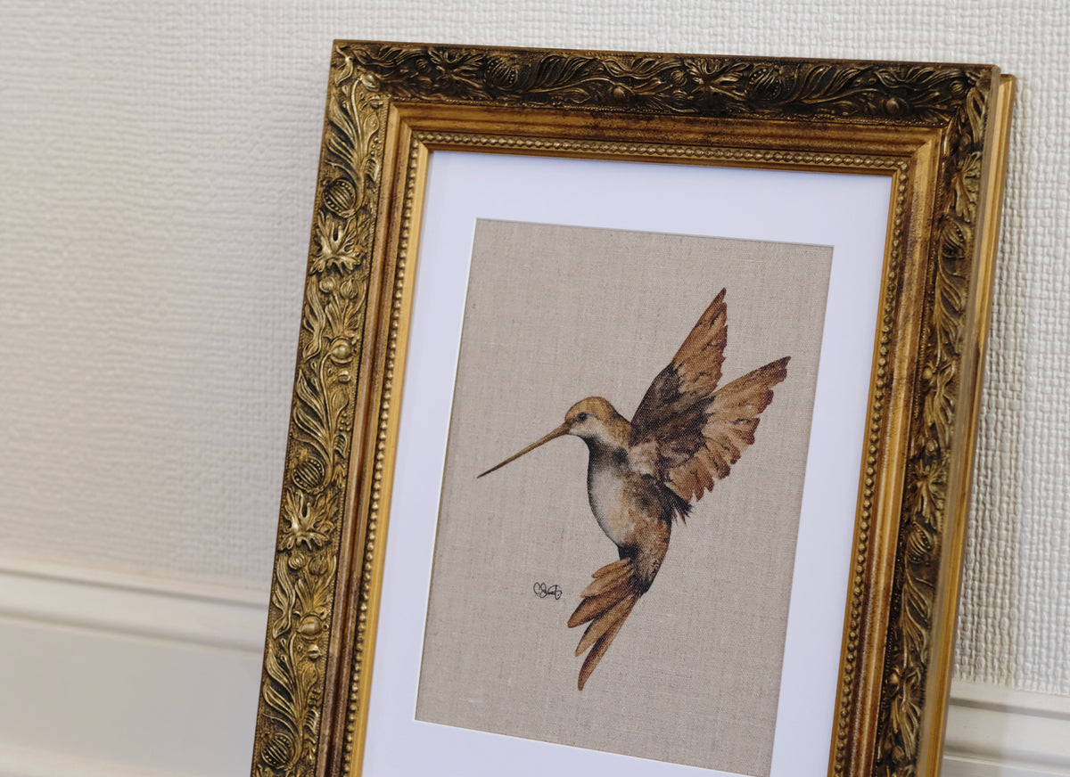 Delicate Amber - Hummingbird Linen Canvas Print