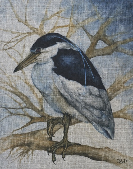 Winter Renaissance - Night Heron Linen Canvas Print