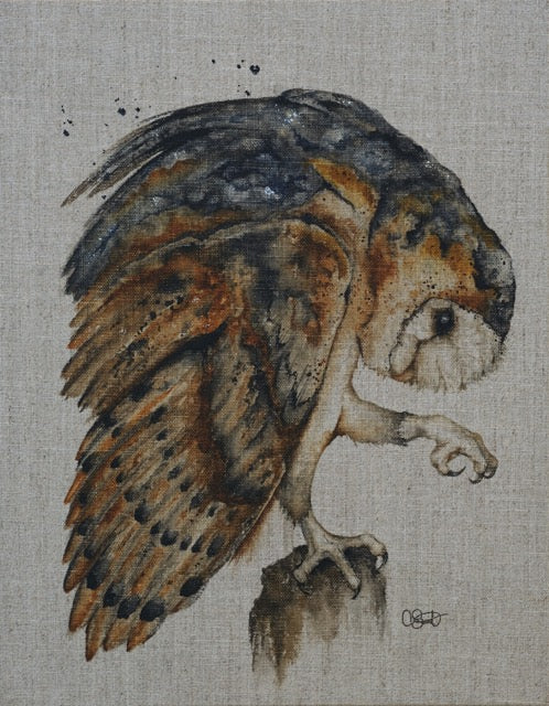 Self Care - Barn Owl Linen Canvas Print