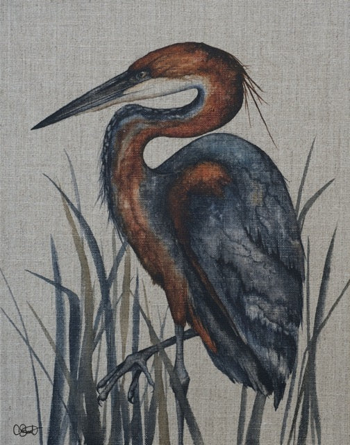 Autumn Renaissance - Goliath Heron Linen Canvas Print