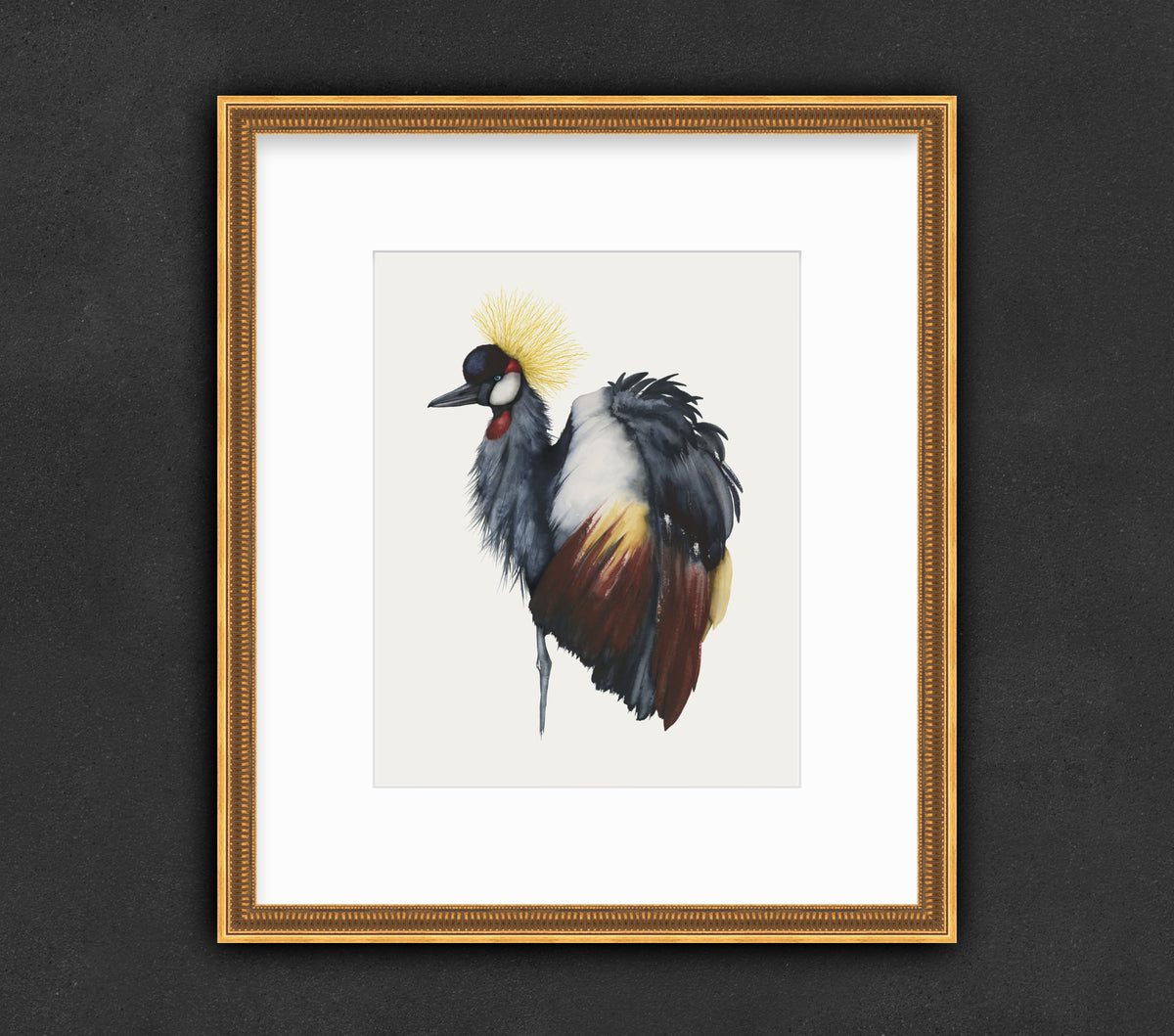 Fancy, Don't Let Me Down - Grey Crowned Crane Original Watercolor, 16x20