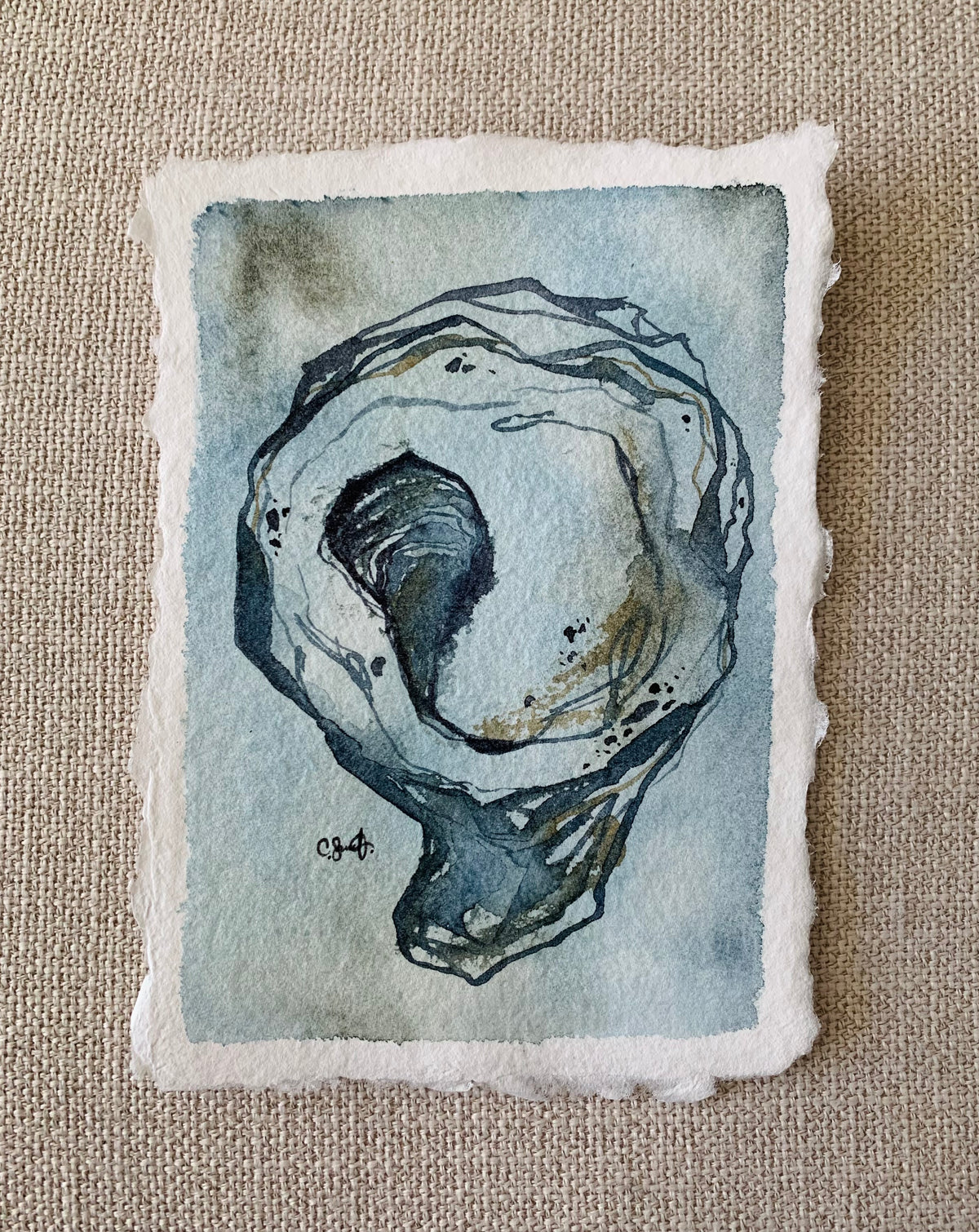 Liquid Shell - Oyster Original Watercolor, 5x7