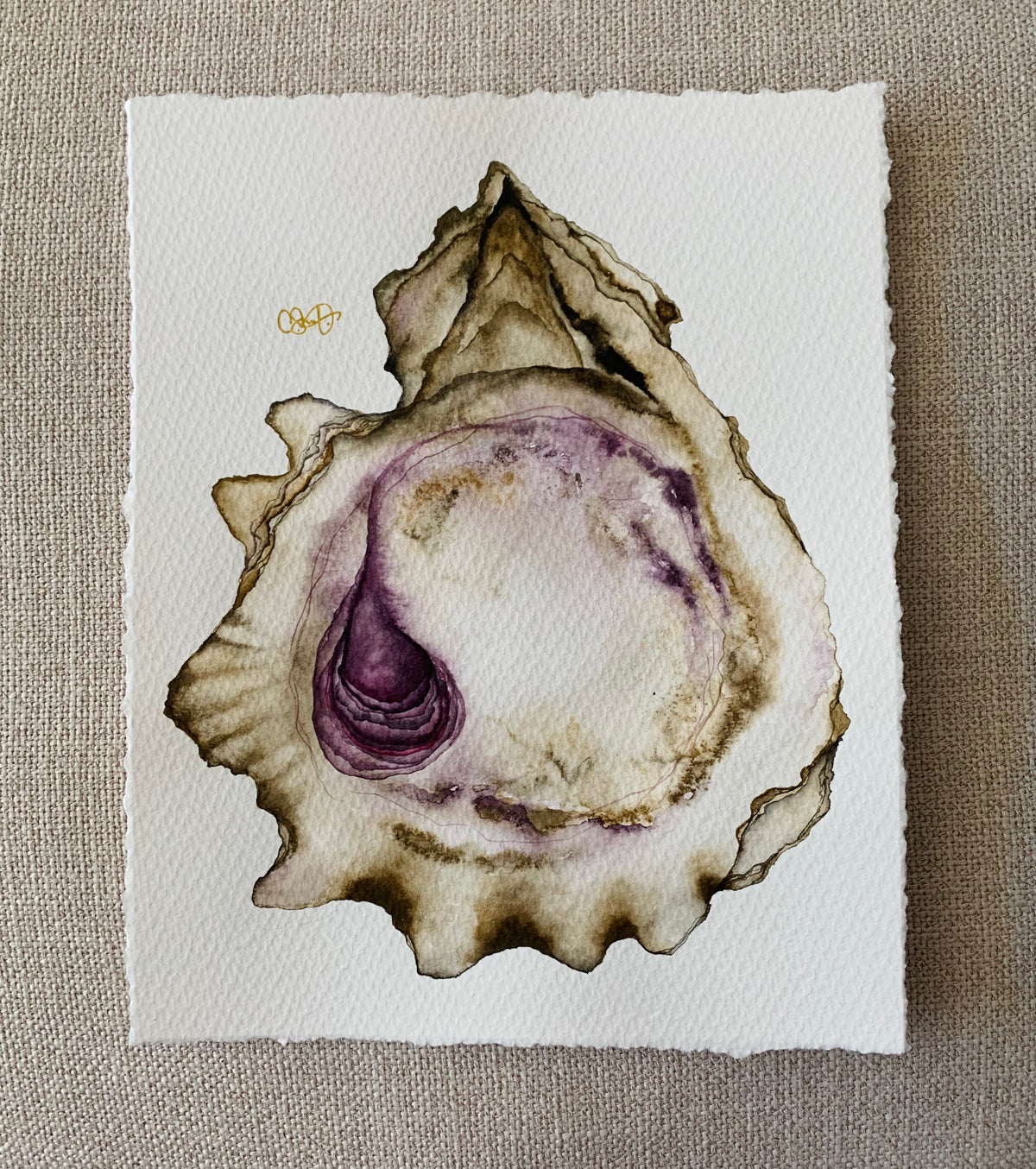 Lilac & Earth - Oyster Original Watercolor, 8x10