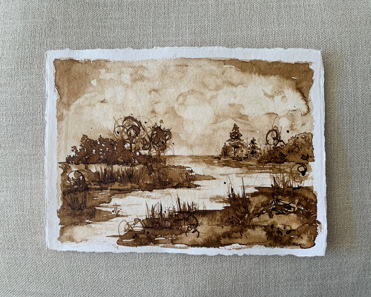 Sepia Sunset - Landscape Original Walnut Ink, 12x9