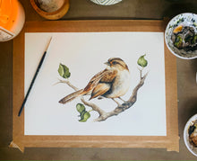 Load image into Gallery viewer, &quot;Serendipity&quot; ORIGINAL Watercolor Sparrow 9.75x7.25 (2022)
