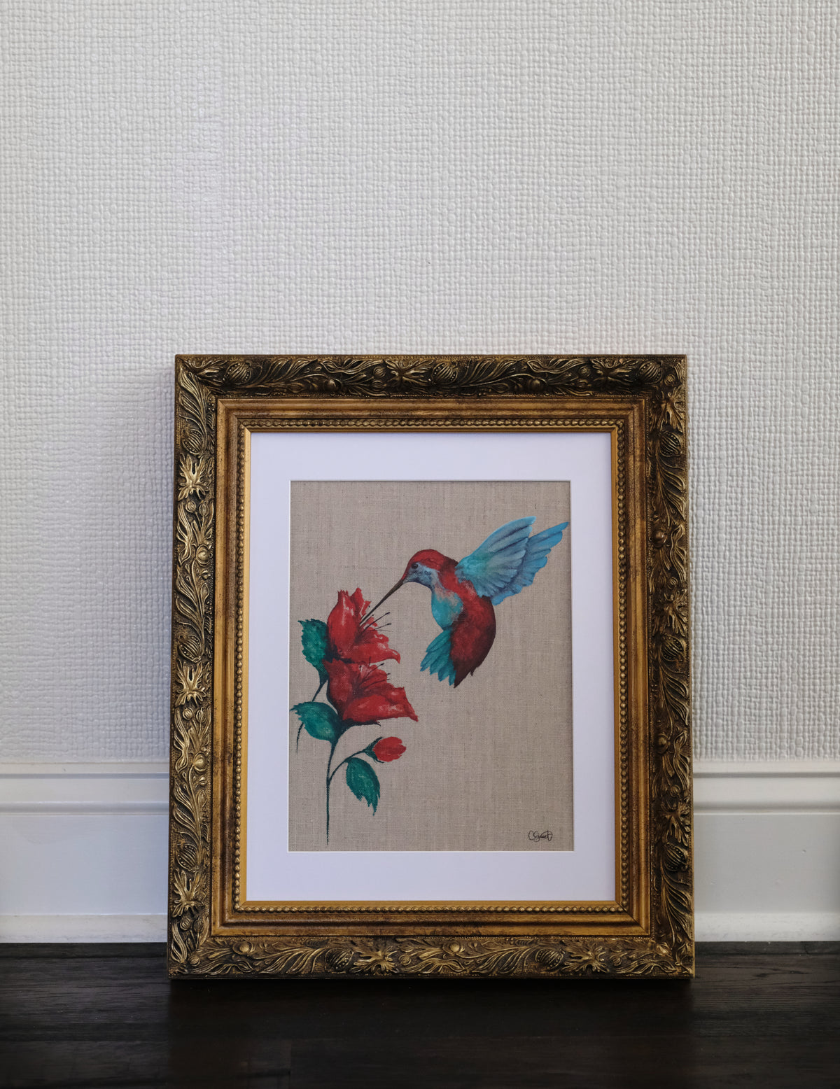 Joyful Eve - Hummingbird Original Watercolor on Linen Panel, 9x12