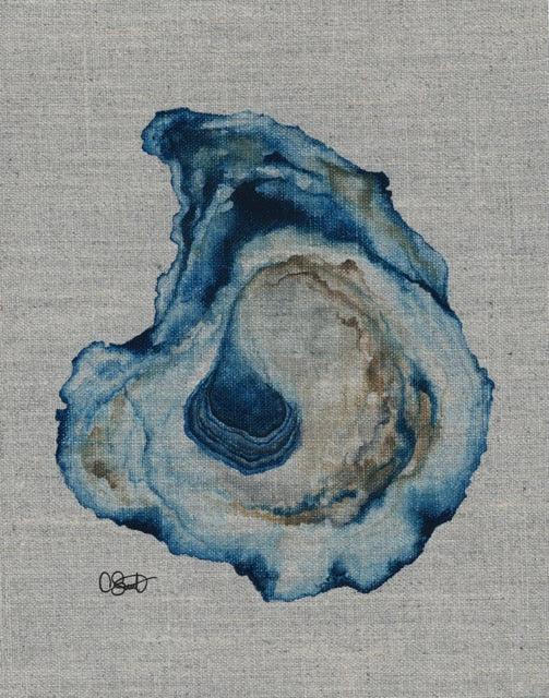Blue Ocean - Oyster Linen Canvas Print