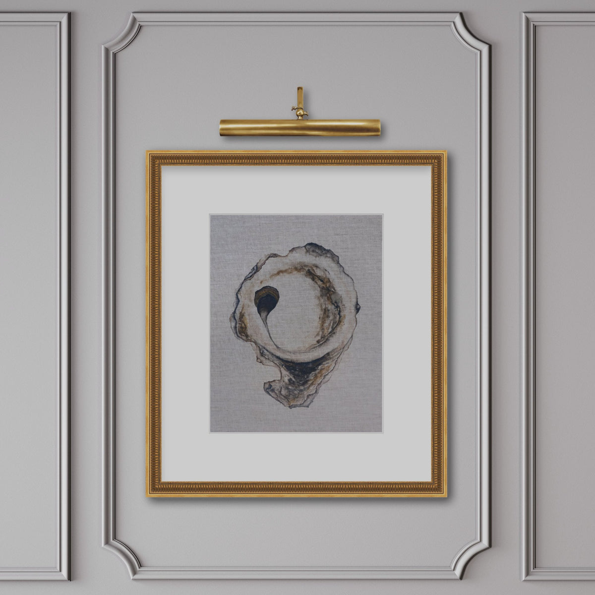 Oyster in Linen No. 004 - Original Watercolor on Linen Panel, 16x20