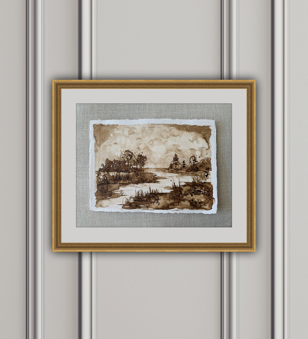 Sepia Sunset - Landscape Original Walnut Ink, 12x9