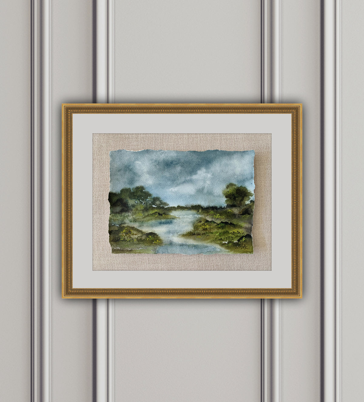 Winter Marsh - Landscape Original Watercolor, 12x8.5